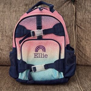 Large Monogrammed Pottery Barn Kids Rainbow Ombre Glitter Backpack-“Ellie”